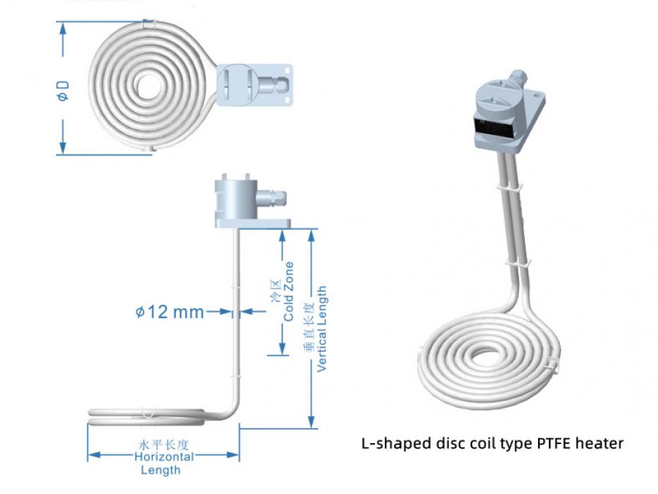 Round-shaped Teflon/PTFE immersion heater